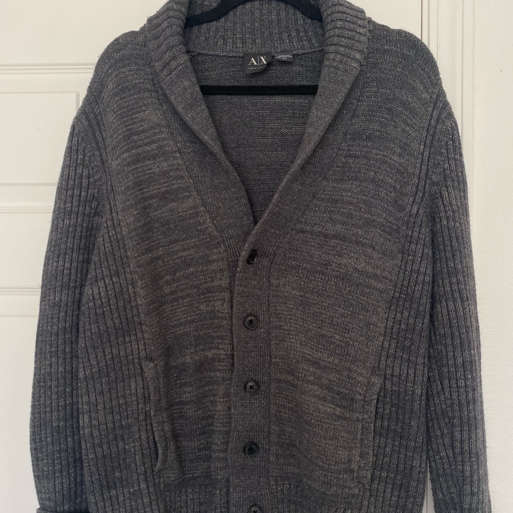 Armani Exchange - ribbed sleeve cardigan - gray - size M